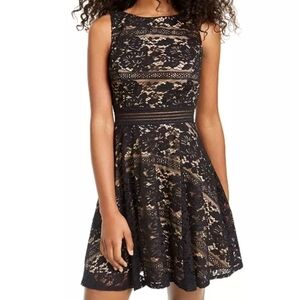 𝅺juniors' Allover-Lace Dress Black Size 9